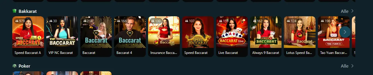 Baccarat bei Royalsea Casino Live-Baccarat-Tisch im Royalsea Casino